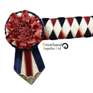 Beautiful browbands - Navy, cream, mid brown/cappuccino and gold