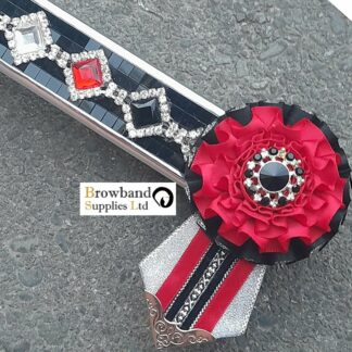beautiful browbands silver, red and black bling browband