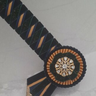 dark navy, green and old gold browband