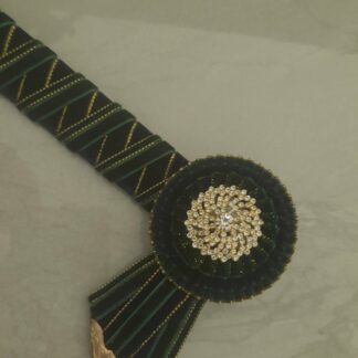 green, dark navy and gold browband